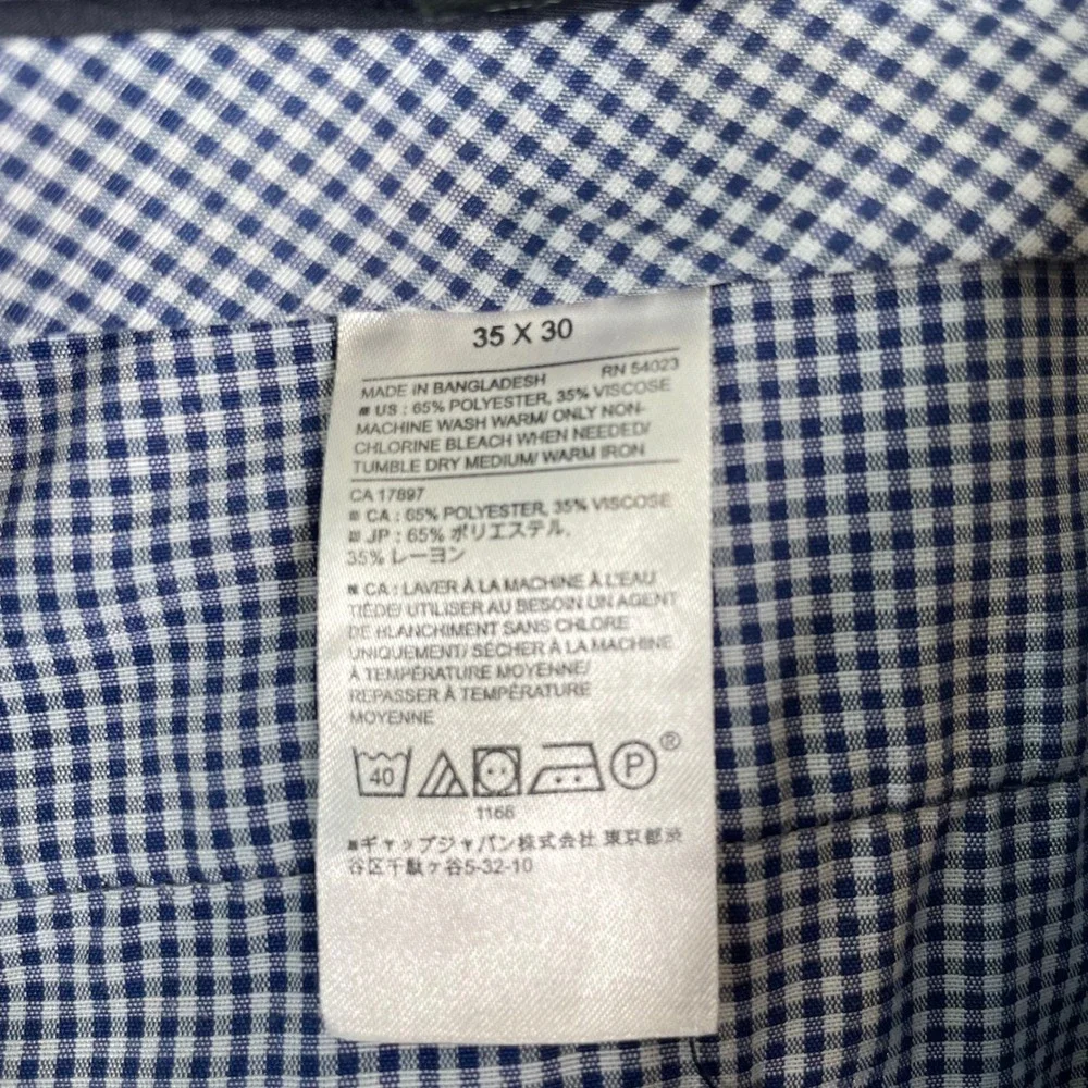 Banana Republic Mens 35x30 Dark Gray Glen Plaid Standard‎ Fit Dress Pants Slacks